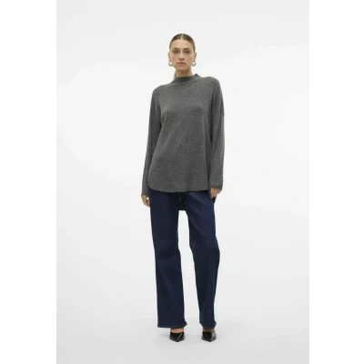 Bild av VERO MODA VMPLAZA LS HIGHNCK lång tröja GA NOOS, Medium grå melerad, XS