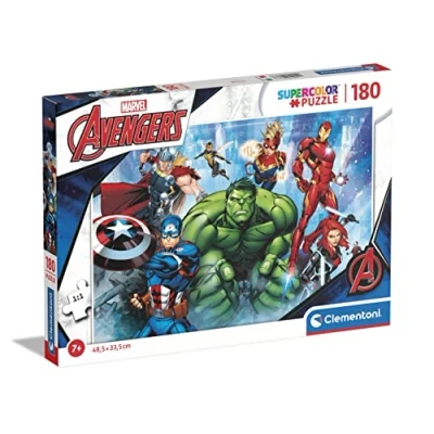 Bild av Clementoni 29778 Supercolor Puzzle Marvel The Avengers 180 bitar Tillverkad i Italien, pussel för barn 7 år, tecknat pussel, superhjältepussel