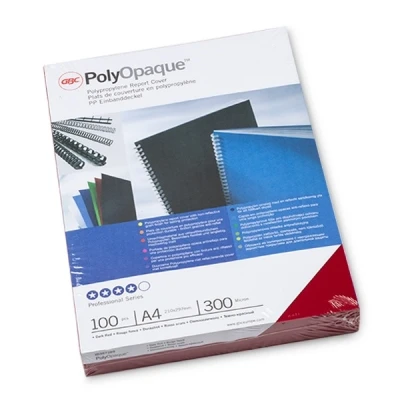 Bild av GBC Inbindningsomslag Poly Opaque A4 300 mikron Röd Mörkröd PVC binding cover
