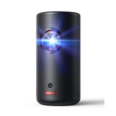 Bild av Nebula Anker Capsule 3 Laser 1 080 p, Smart, Wi Fi, miniprojektor, svart, bärbar projektor, Dolby Digital, 4 k kompatibel, autofokus, 120 tums bild, inbyggt batteri, upp till 2,5 timmars speltid
