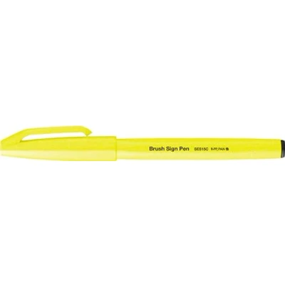 Bild av Pentel SES15C FGX pensel skylt penna neongul, fiberpenna, penselliknande spets, 1 st