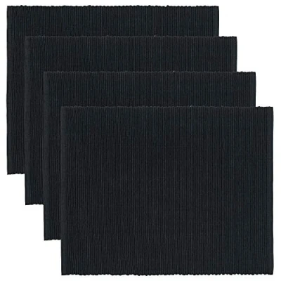 Bild av LINUM UNI Bordstablett 4 pack 35x46 cm, 100% Bomull, Maskintvätt, Svart
