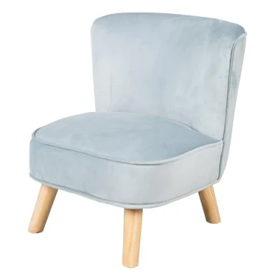 Bild av roba Barnfåtölj Lil Sofa Bekväm fåtölj för flickor &amp; pojkar Stabila träben baby barnrum Sammetstyg Grå