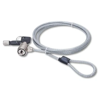 Bild av Manhattan Mobile Security Laptop Lock, Key 1.4m, kompatibel med Kensington lås, stark stålkabel (3mm tjock), Diecast Zinc Alloy konstruktion helt i metall som motstår manipulering, två nycklar ingår, klar PVC jacka, livstidsgaranti, Blist