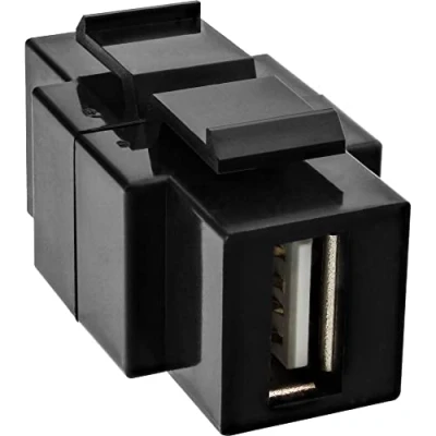 Bild av InLine 76201T USB 2.0 Keystone snap in insats, A uttag/B uttag, svart hölje