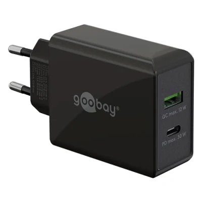Bild av USB C™ PD dubbel snabbladdare (30 W) svart