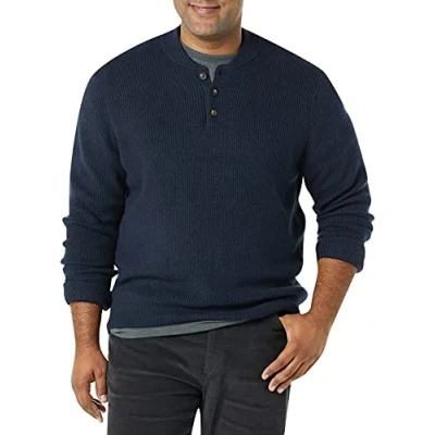 Bild av Amazon Essentials långärmad mjuk beröring Henley tröja, marinblå, Large