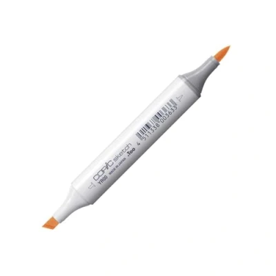 Bild av COPIC sketch märkpenna typ YR 00, pulverrosa, professionell penselmarkör, med en superpenselspets och mediumbrun spets