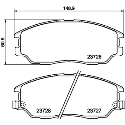 Bild av HELLA 8DB 355 010 861 Jeu de plaquettes frein avec indicateur d&#039;usure SSANGYONG: Stavic SUV, RODIUS I, 2, HYUNDAI: Terracan