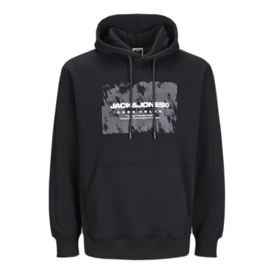 Bild av JACK&amp;JONES JCOAERO Huvtröja med tryck fram, svart, XL