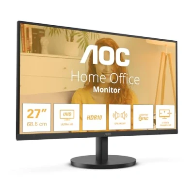 Bild av AOC U27B3A 27 tum UHD 4K, 60Hz, IPS, 4ms, HDR10, 3 sidoramlösa, högtalare, lågt blått ljus, flimmerfri (3840 x 2160, 350 cd/m2, HDMI 2.0/DP 1.4)