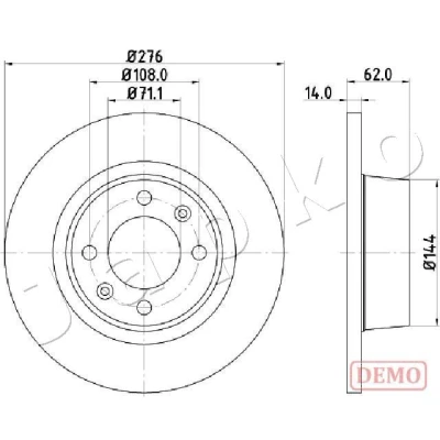 Bild av JAPKO Disque de frein CITROËN: C5 II 5 portes, I Break Essieu arrière 276mm 14mm 4 plein peint 610604C 1618861680,4246W4,E169143