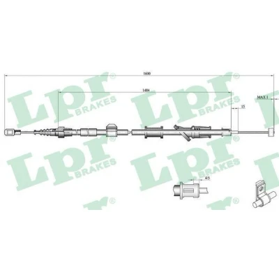 Bild av LPR C0921B Câble De Frein 1585/1470 à disque, Disques / tambour VOLVO: V40 Break, S40 II, I