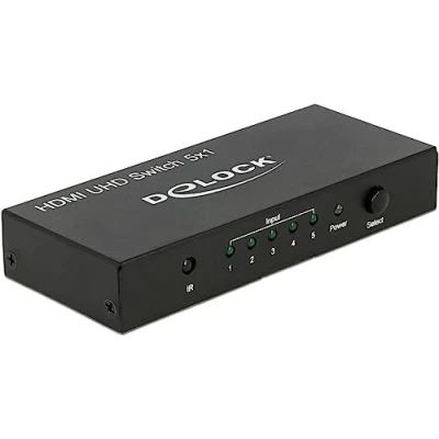 Bild av Delock HDMI UHD Switch 5 x in &gt; 1 out 4K Video /ljudomkopplare skrivbordsmodell