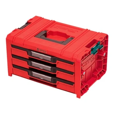 Bild av Qbrick System Pro Drawer 3 verktygslåda expert röd Ultra HD i plast med lådor organiserare för verkstad 45 x 31 24,4 cm
