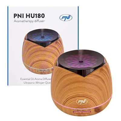Bild av Wood Grain Aroma Diffuser 400 ml luftfuktare ultraljud automatisk avstängning i vattenlöst skick doftlampa atomisering elektrisk diffusor med 7 färger LED eteriska oljor luftfyr