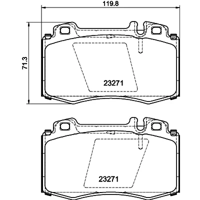 Bild av HELLA 8DB 355 010 171 Jeu de plaquettes frein préparé pour indicateur d&#039;usure MERCEDES BENZ: Classe ML, S Berline, SL Cabriolet