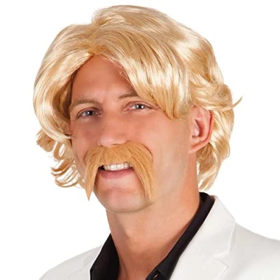 Bild av Boland 86336 vuxen peruk chuck med mustasch, blond, one size