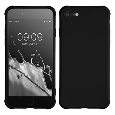 Bild av kwmobile fodral kompatibelt med Apple iPhone SE (2022)/iPhone (2020)/iPhone 8/iPhone 7 i mjukt TPU telefonfodral kameraskydd svart matt