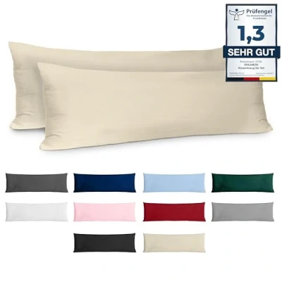 Bild av Dreamzie Kuddfodral 40x145 Renforcé Bomull (Set om 2) Beige Tätt vävd med 57 trådar/cm² Kudde 40 x 145 cm Oeko Tex certifierad