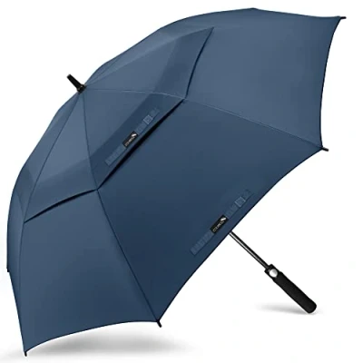 Bild av ZOMAKE Ombrello Da Golf Antivento Automatico 172CM,Grande Pioggia Resistenti Umbrella Con Doppio Baldacchino,Portatile Ombrelli Per Viaggio Uomo Domma(Blu Marino)