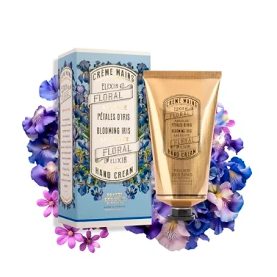 Bild av Panier des Sens Iris kronblad torr handkräm återfuktande baserad på olivolja och sheasmör handvård tillverkad i Frankrike 96 % naturliga ingredienser 75 ml