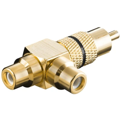 Bild av Wentronic 10 stycken adapter förgylld RCA kontakt till 2 x koppling