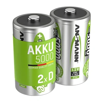 Bild av ANSMANN 2x Batterie ricaricabili stilo Mono D 5000 mAh 1,2 V NiMH Pila a ricarica veloce fino 1000 cicli di eco friendly