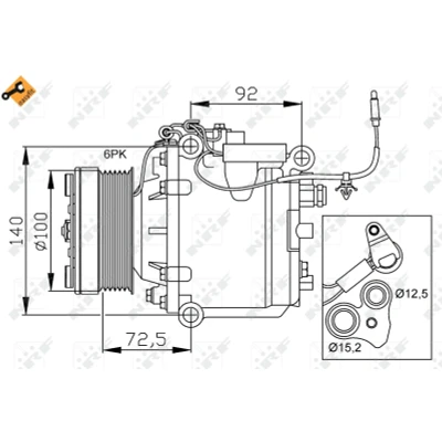 Bild av NRF EASY FIT 32165 compresseur De Climatisation TRS105 12 PAG 46 avec huile PAG, bague d&#039;étanchéité SAAB: 9 3 3/5 portes