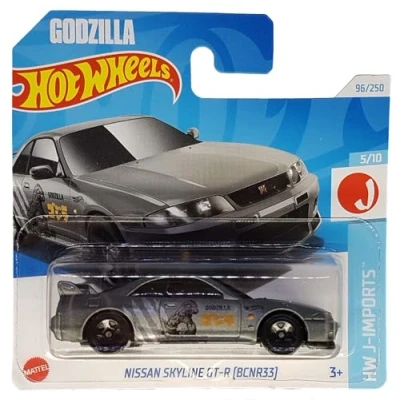 Bild av Hot Wheels Nissan Skyline GT R Godzilla (BCNR33) HW J Imports 5/10 (96/250) HTD96 grå 2024 + kylkortskydd
