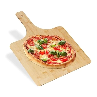 Bild av Relaxdays Pizzaspade XXL, bambu, 50 x 38 cm, fyrkantig, pizzaspade, rundade kanter, med handtag, brödspjäll, natur, 1 styck