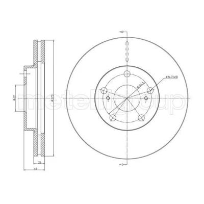 Bild av METELLI 23 0979C Disque de frein 273,0 26,0 5 62,0 ventilé peint TOYOTA: Auris portes, Corolla X Berline