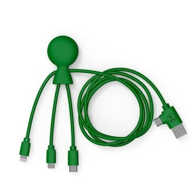 Bild av Xoopar Mr Bio 1 m bläckfiskformad 4 i multiUSB kabel universell återvunnen plastladdare universal USB C kontakt, Lightning, Micro USB, smarttelefon grön