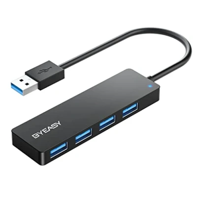 Bild av USB Hub, BYEASY 4 Port 3.0 Ultra Slim Portable Data Hub Gäller för iMac Pro, MacBook Air, Mac Mini/Pro, Surface Notebook PC, Laptop, minnen, Tesla Model 3 och Mobile HDD