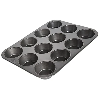 Bild av wenco Muffinsform 12 non stick bakplåt, diskmaskinssäker, kolstål muffinsplåt för muffin värmebeständig upp till 220 C, svart