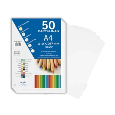 Bild av Dohe Vita A4 kartong (50 st.) Storlek 21x29.7 cm, Tjocklek 180 g/m², För hantverk, utskrift och skolmaterial