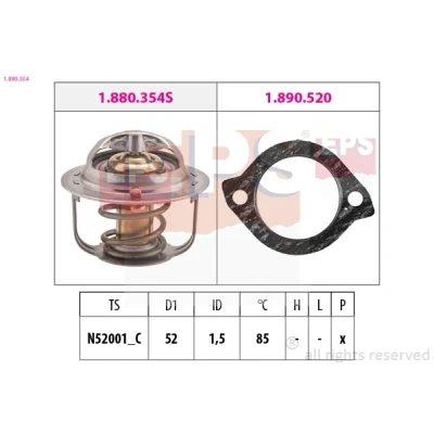 Bild av EPS 1.880.354 Thermostat d&#039;eau 85 52 Made in Italy OE Equivalent avec joint d&#039;étanchéite MAZDA: MX 5 2, Série B Pick up, 323 P V 3/5 portes