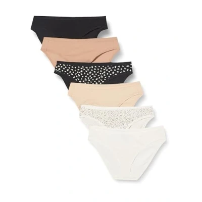 Bild av Amazon Essentials Women&#039;s Bikinitrosor underkläder i bomull (finns plusstorlek), Pack of 6, Blommig/Flerfärgad, XL