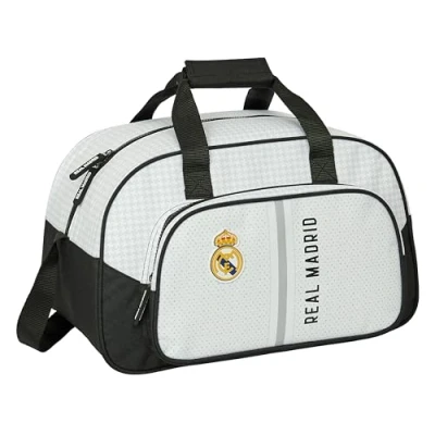 Bild av Safta Real Madrid 1:a utrustningen 24/25 sportväska, ryggsäck, perfekt för barn i olika åldrar, bekväm och mångsidig, kvalitet styrka, 40 x 23 24 cm, Vit/grå, Estándar, tillfällig