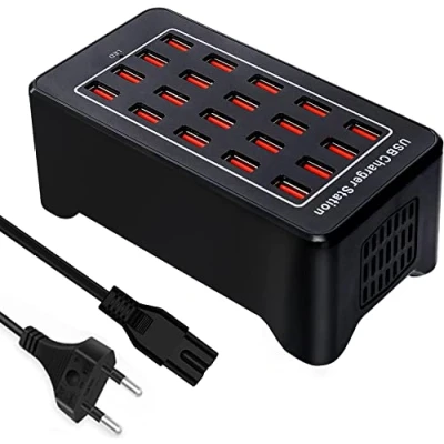 Bild av USB laddare,20 portars laddstation för skrivbord,100W multifunktionell smart laddare,USB väggladdare,Lämplig Samsung S23/S22/S21/iPhone 12/13/14/Google Pixel/Xiaomi/OPPO/Realme/Honor/iPad