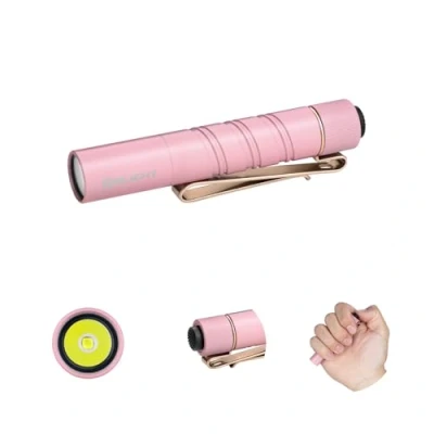 Bild av OLIGHT I3T 2 EOS minificklampa, 200 lumen kompakt ljus med dubbelsidig fickklämma, ljuslägen AAA batteri ficklampa ändlock strömbrytare för camping utomhus och vandring (rosa)