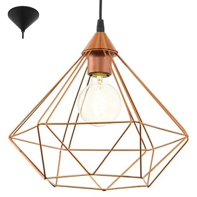 Bild av EGLO hänglampa Tarbes, 1 ljuskälla vintage hänge lampa med retro utseende, material: stål, plast, färg: koppar, svart, sockel: E27, Ø 32,5 cm