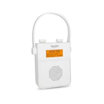 Bild av TechniSat DIGITRADIO 30 vattentät DAB+ duschradio (FM, DAB digital radio, integrerat batteri, Bluetooth, enligt IPX5, väckarklocka, favoritminne, hörlursanslutning) vit