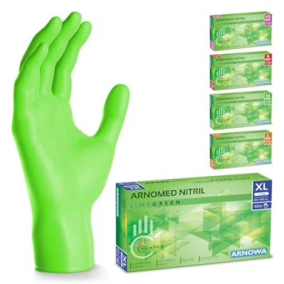 Bild av 100x ARNOMED engångshandskar gröna, nitrilhandskar XL, med 100 st/box, puderfria, latexfria gummihandskar, finns i XS, S, M, L &amp; XL