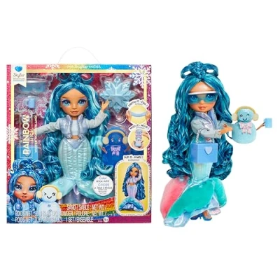 Bild av Rainbow High Winter Wonderland Skyler (blå) Modedocka med dold magisk snö som blåser upp vatten snögubbe kit, ålder 412 år och samlare