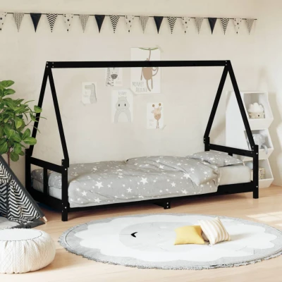 Bild av VidaXl Sängram För Barnsäng Svart 80X200 Cm Massiv Furu