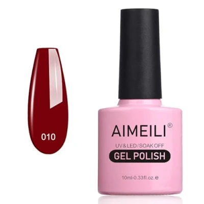Bild av AIMEILI rött nagellack UV LED gellack avtagbart mörkrött 10 ml röd vixen (010)