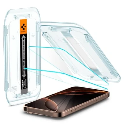 Bild av Spigen Glas.tR EZ Fit Skärmskydd kompatibel med iPhone 16 Pro Max, 2 Stycken, Sjabloon voor Installatiem, Case friendly, 9H härdat glas