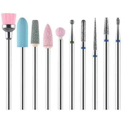 Bild av URAQT Nail Drill Bits, 10 Stycken 3/32 Tum Elektriska Nagelborr Tillbehör, för Manikyr, Professionell Nagelbenspoleringsborr Akrylgel Naglar, Elektrisk Eagelfil Manikyr Pedikyr Polleringsverktyg