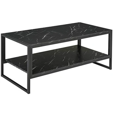 Bild av HOMCOM Soffbord i modern stil med 2 hyllor 106 x 50 47 cm svart
